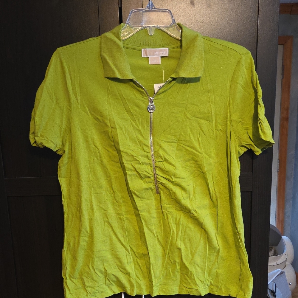 MICHAEL Michael Kors Green Zip-Up Blouse